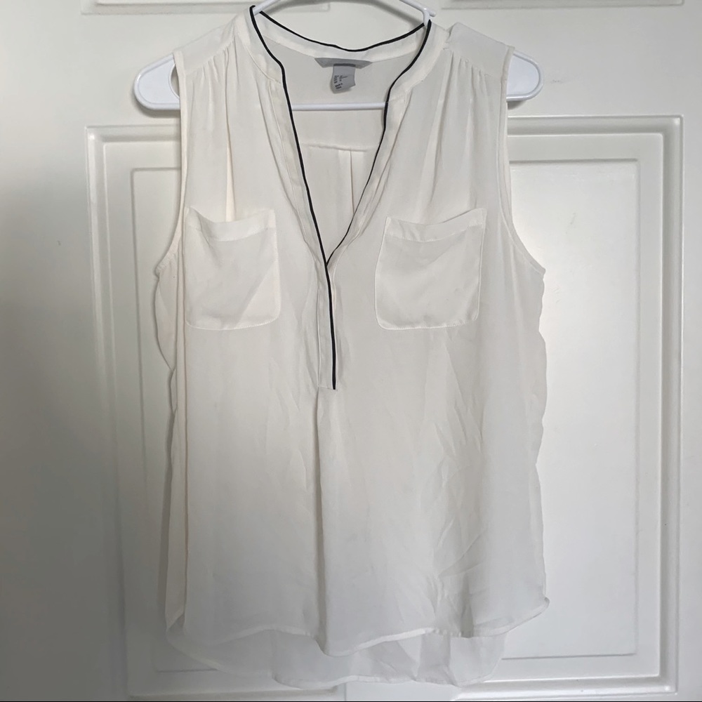 H&M white and black sleeveless blouse top